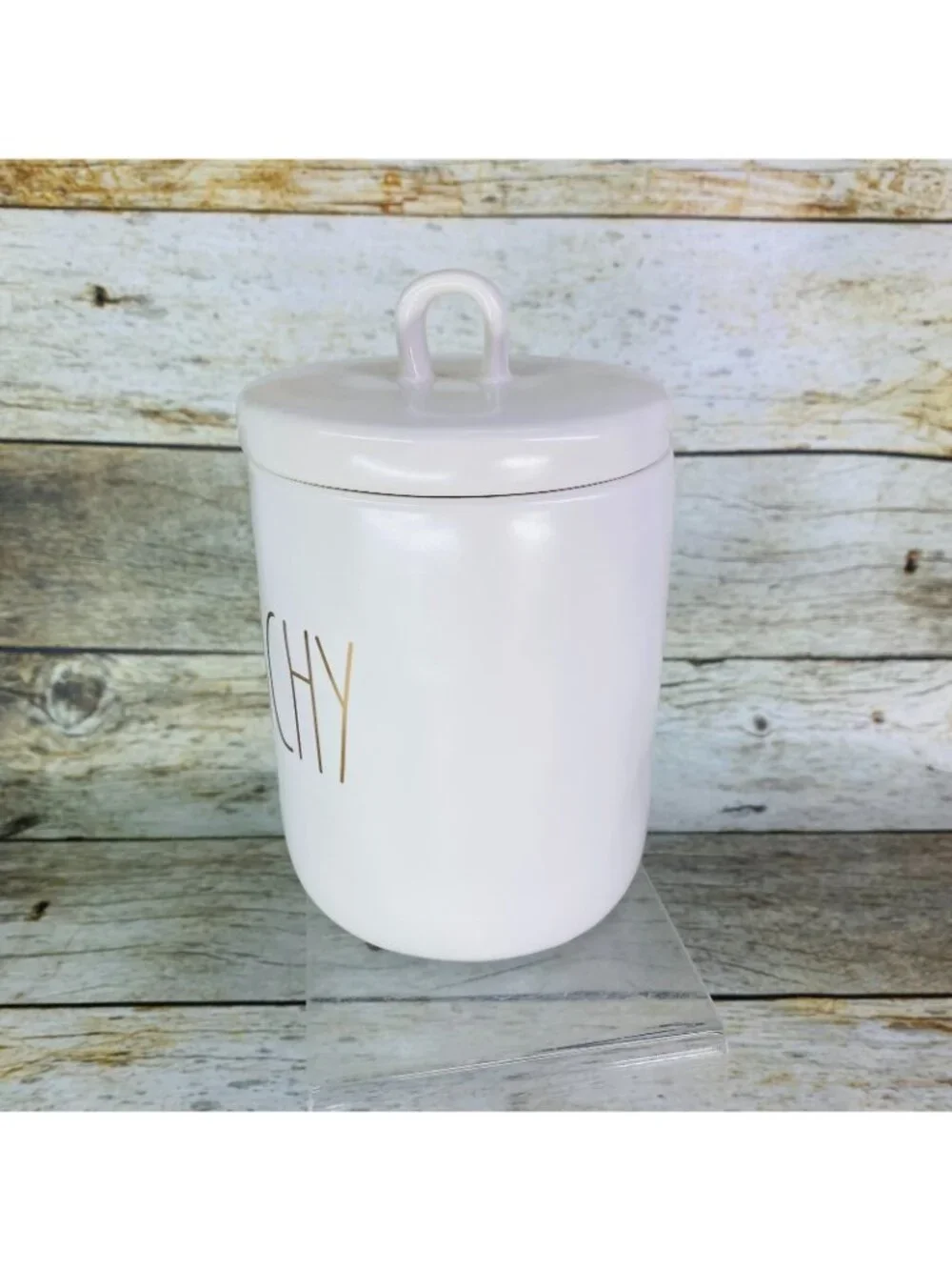 Rae Dunn CRUNCHY Artisan Collection By Magenta Typewriter Gold Letter Canister